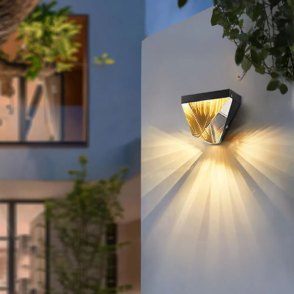 Laxor Waterproof Diamond Shape Metal/Crystal Outdoor Wall Lamp, Gold/Black - Lamp Copper