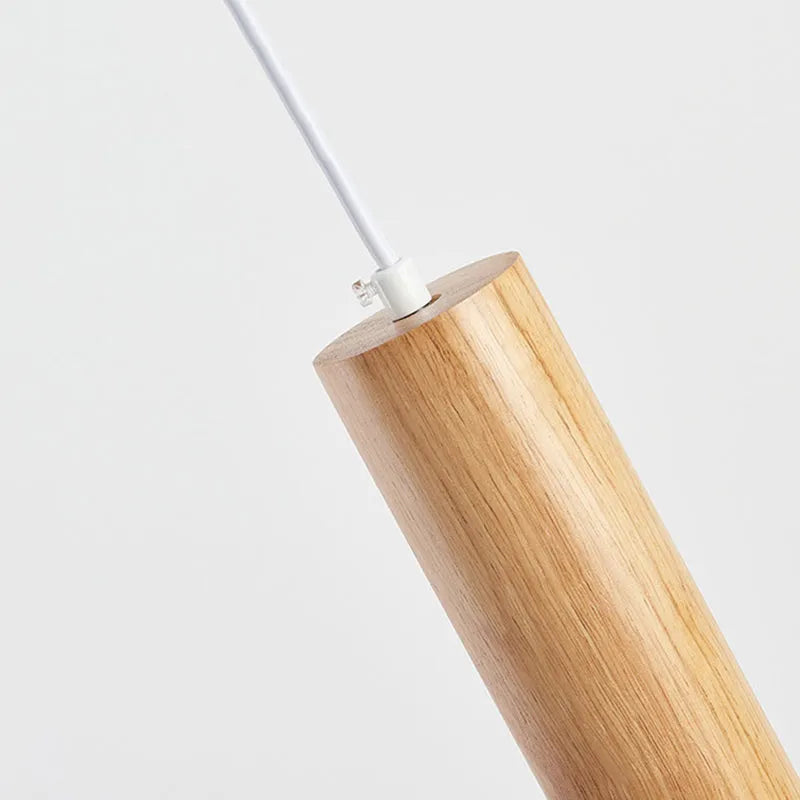 Muto Cylindrical Wood Pendant Light, for Bedroom & Kitchen Island - Lamp Copper