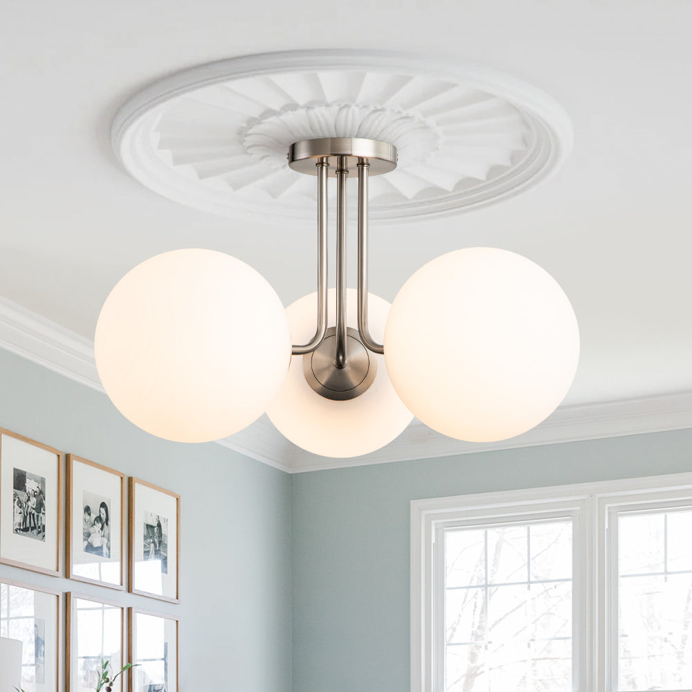 Ombra Modern Opal Glass Ceiling Light - Lamp Copper