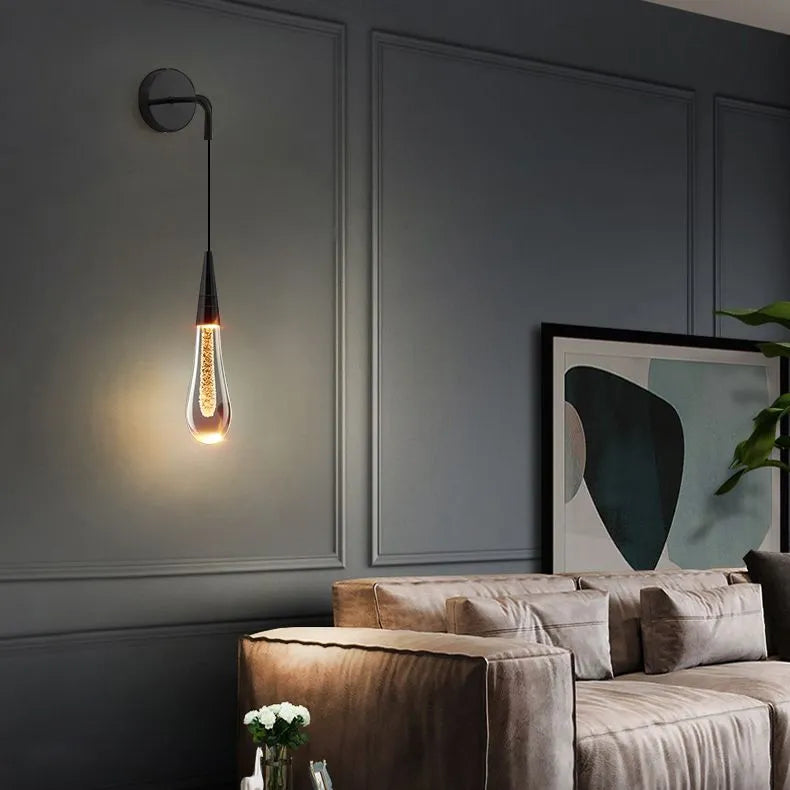 Kristy Modern Water Drop Wall Lamp, Black/Gold - Lamp Copper