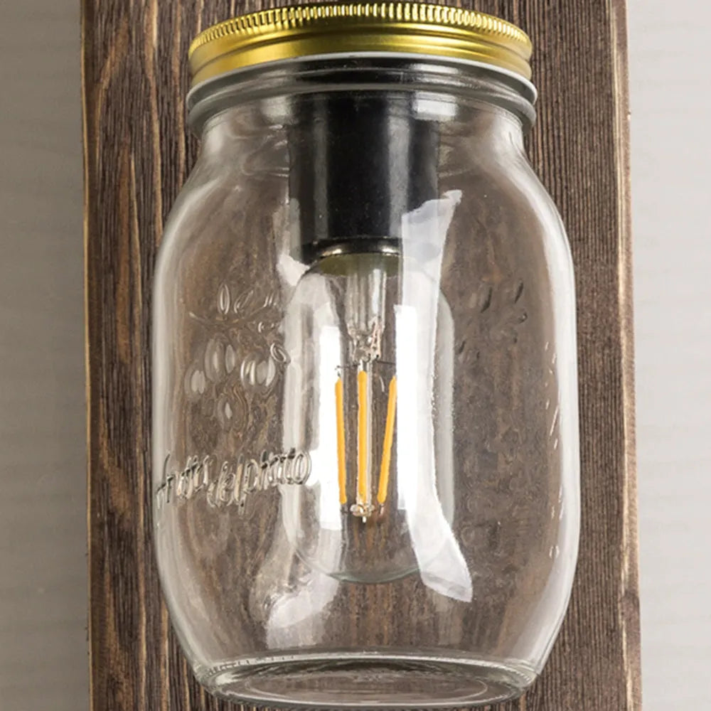 Epoch Vintage Jar Shape Wood Metal Wall Lamp - Lamp Copper