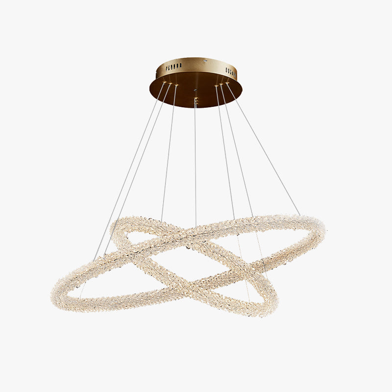 Kristy Art Deco Chandelier, Metal & Crystal, 1/2/3 Ring - Lamp Copper