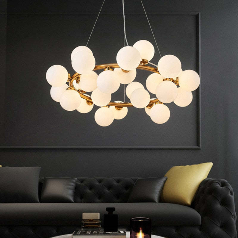 Valentina Bass Glass Bubble Golden Chandelier - Lamp Copper
