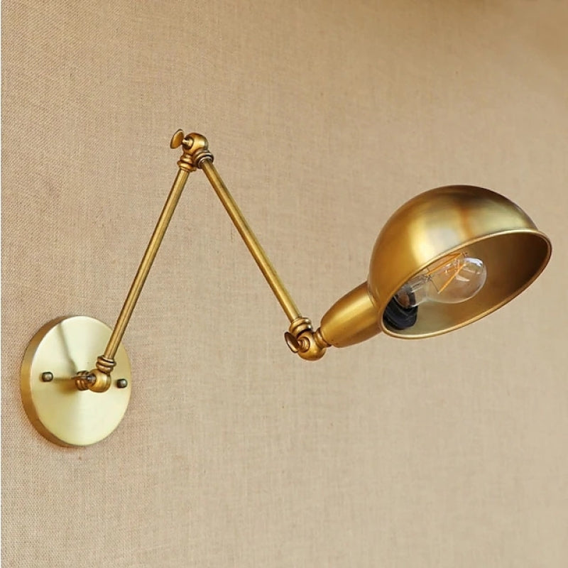 Epoch Vintage Semi-sphere Metal Swing Arm Foldable Wall Lamp, Bronze - Lamp Copper