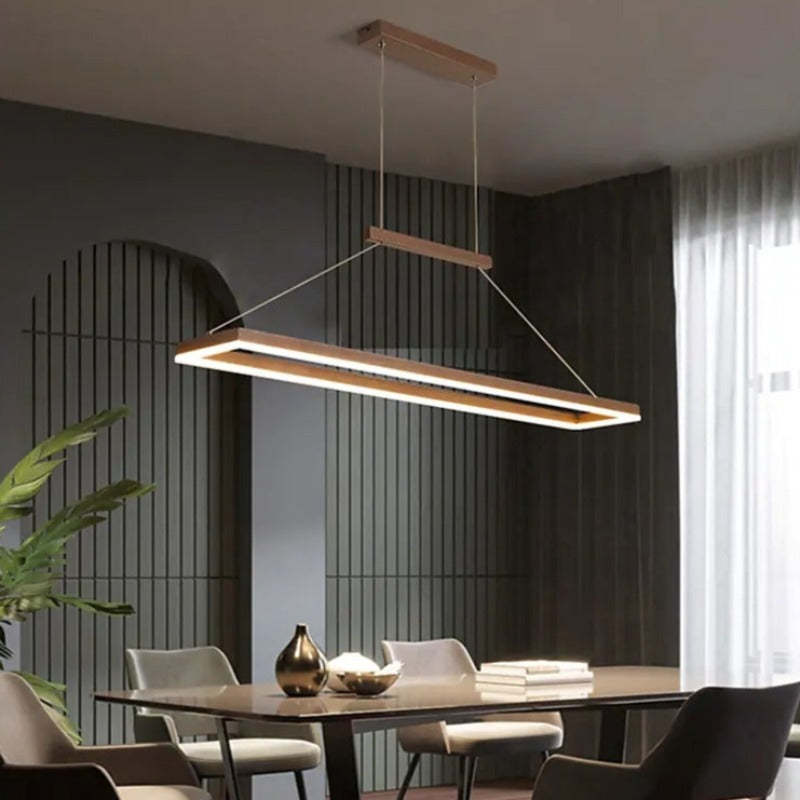 Gloen Modern Rectangular Hanging Pendant Light, Gold/Coffee - Lamp Copper