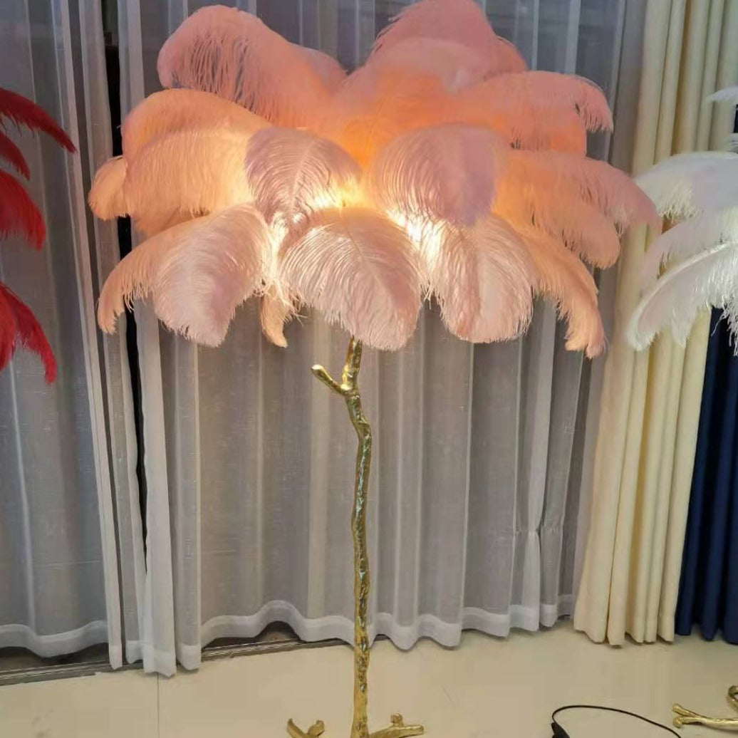 O'Moore Nordic Luxury Unique Ostrich Feather Floor Lamp/Table Lamp - Lamp Copper