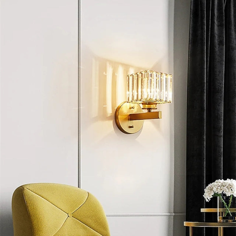 Arisha Modern LED Crystal Wall Lamp Square, Round - Lamp Copper