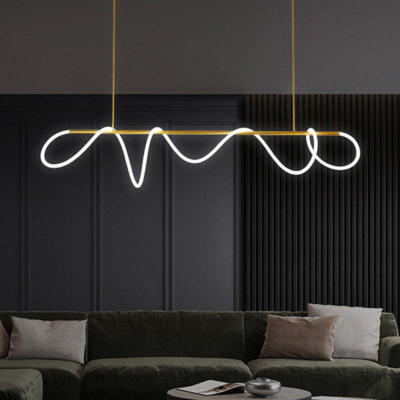 Arisha Curved & Linear Semi Flush Mount Ceiling Light, Gold - Lamp Copper