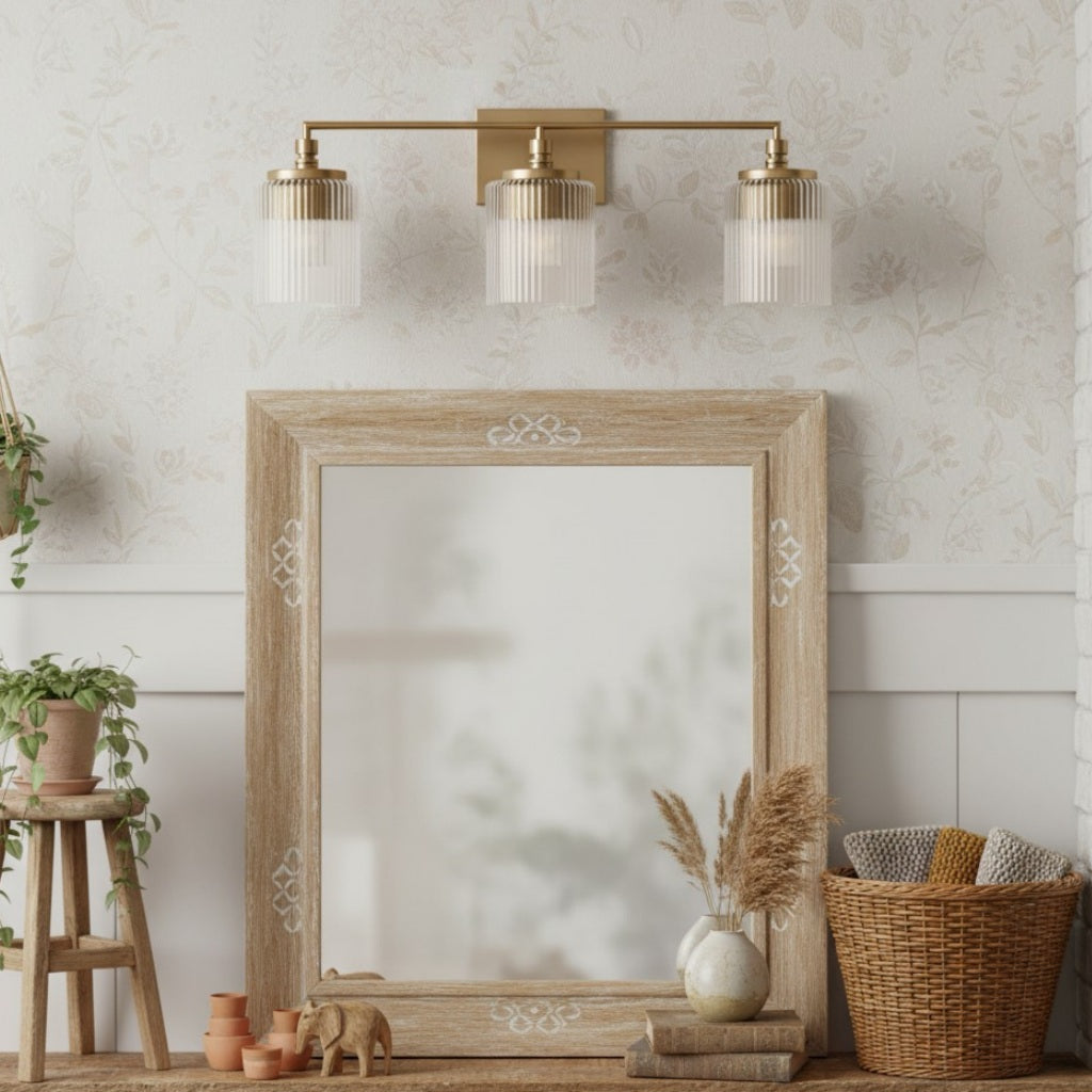 Haze 3-Light Ribbed Glass Wall Sconce