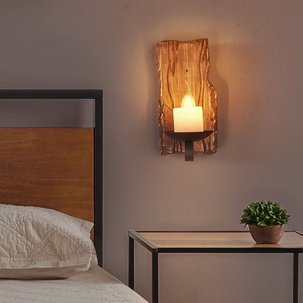 Epoch Wall Lamp Rectangular Vintage, Wood/Metal, Bedroom - Lamp Copper