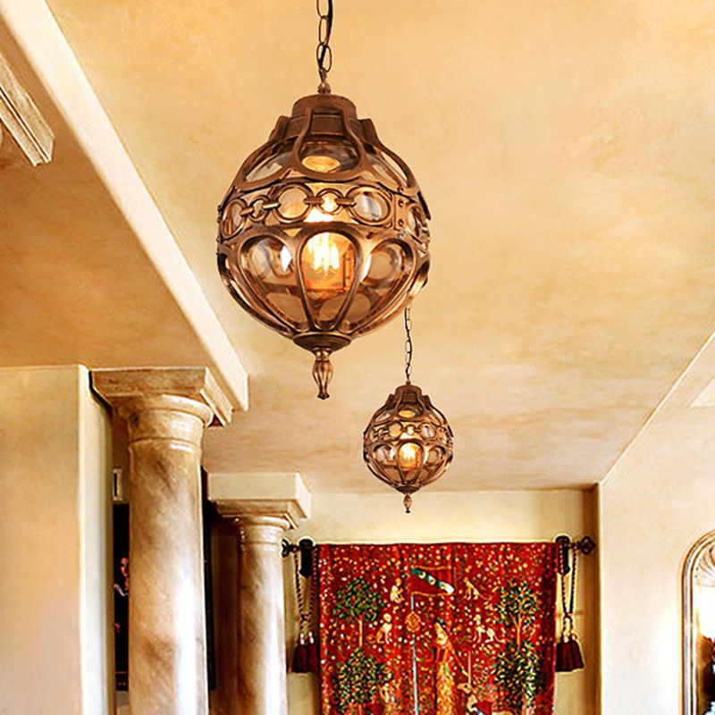 Silva Loft Sphere Vintage Farmhouse Rustic Pendant Light Black/Bronze Dining Room - Lamp Copper