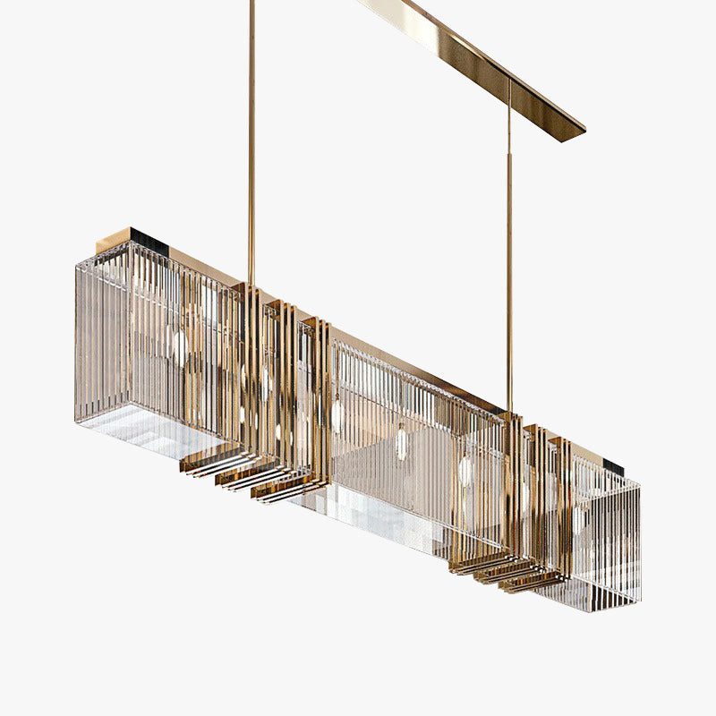 Kristy Metal Chandelier Pendant Light, Luxury Rectangular, Gold - Lamp Copper