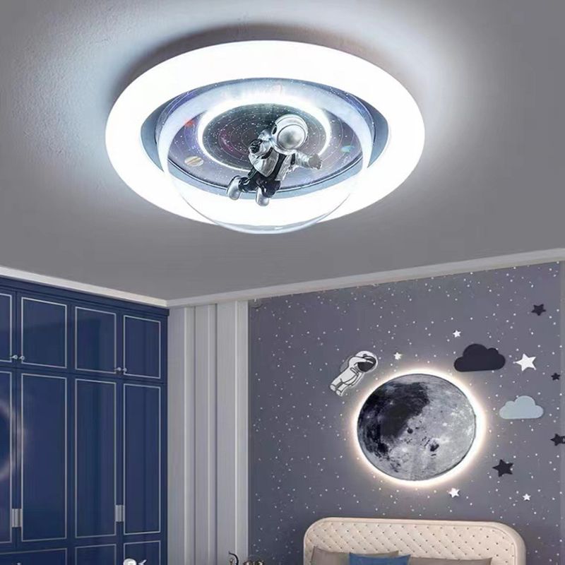 Aria Cosmic Astronaut & Galaxy Motif Flush Mount Ceiling Light - Lamp Copper