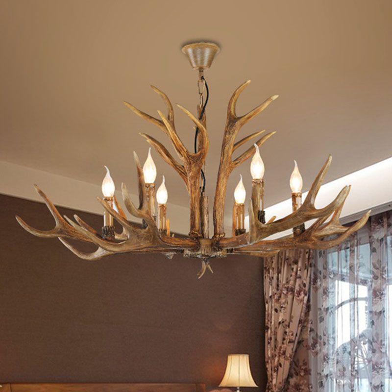 Silva Retro Deer Antlers Candle light Horn Resin Chandelier - Lamp Copper