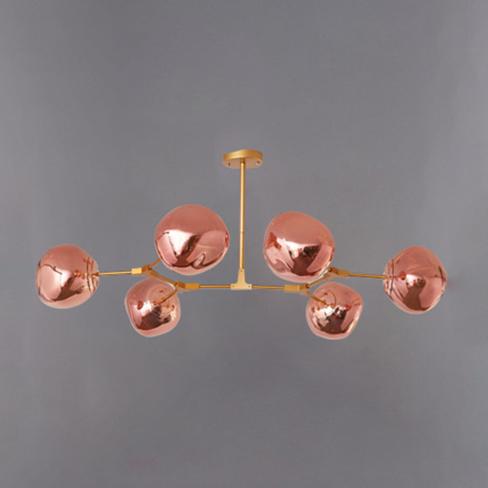 Arisha Modern Globe Lava 3 Pendant Light Fixture - Lamp Copper