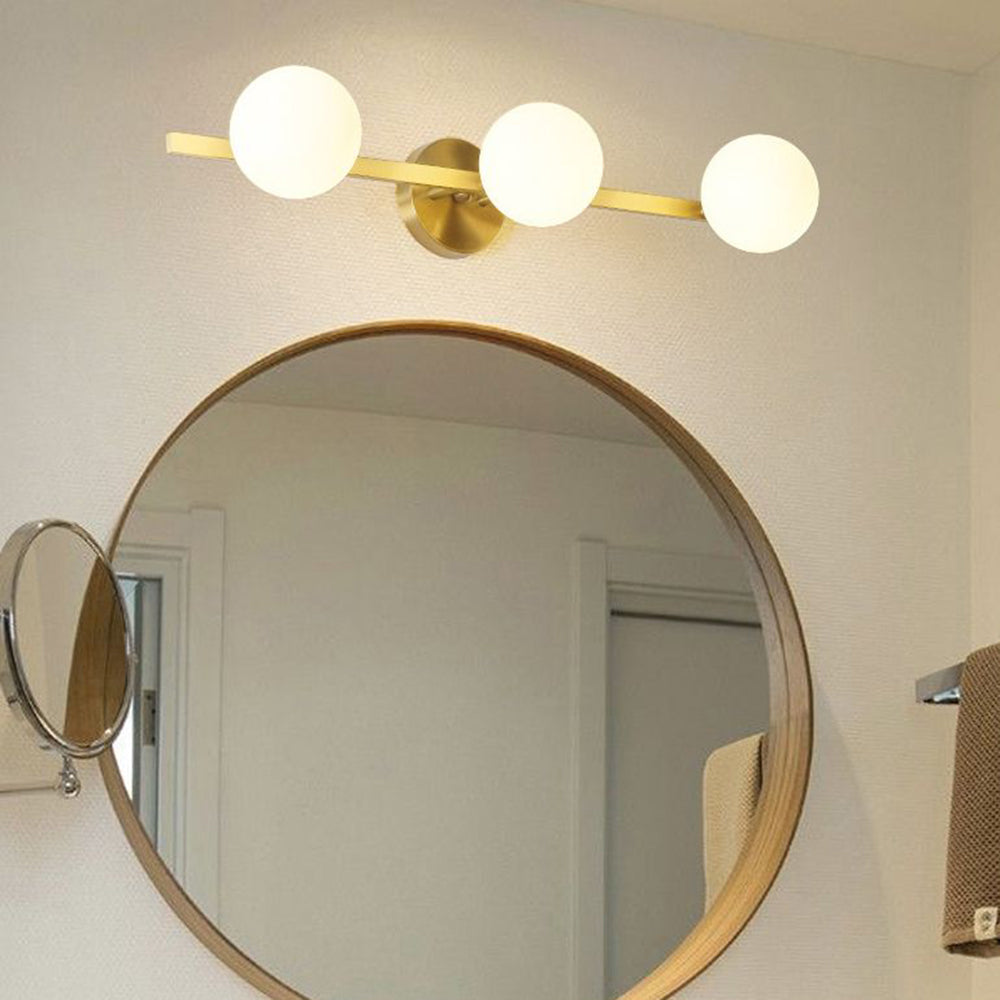 Valentina Retro Globe Linear Metal/Glass Wall Lamp, Gold, Bathroom - Lamp Copper
