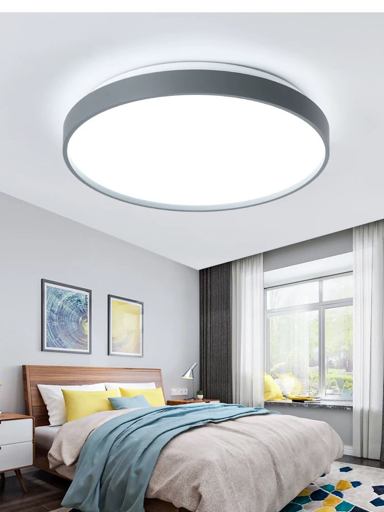 Arisha Minimalist Round Metal/Acrylic Flush Mount Ceiling Light, White/Coffee/Grey/Gold - Lamp Copper