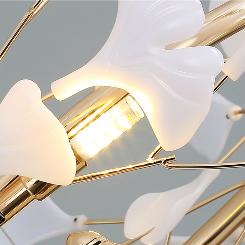 Olivia Ginkgo Leaf Modern Petal Shaped Metal Chandelier, Gold - Lamp Copper