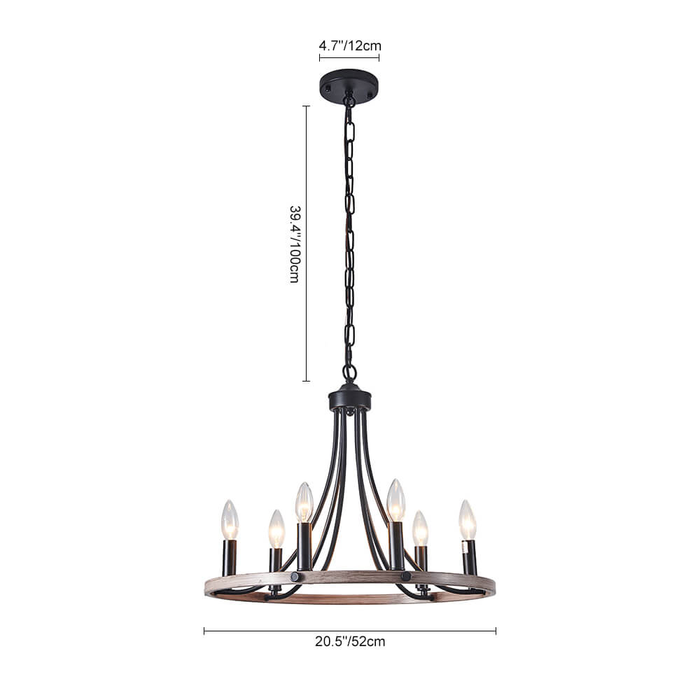 Dvalir Farmhouse Wagon Wheel Metal Chandelier - Lamp Copper