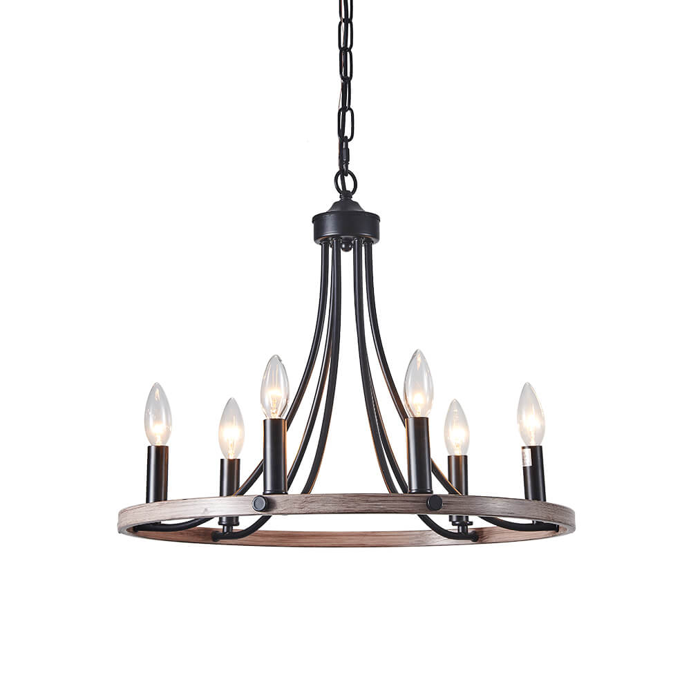 Dvalir Farmhouse Wagon Wheel Metal Chandelier - Lamp Copper