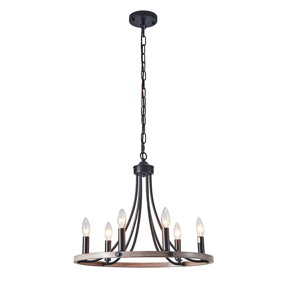 Dvalir Farmhouse Wagon Wheel Metal Chandelier - Lamp Copper
