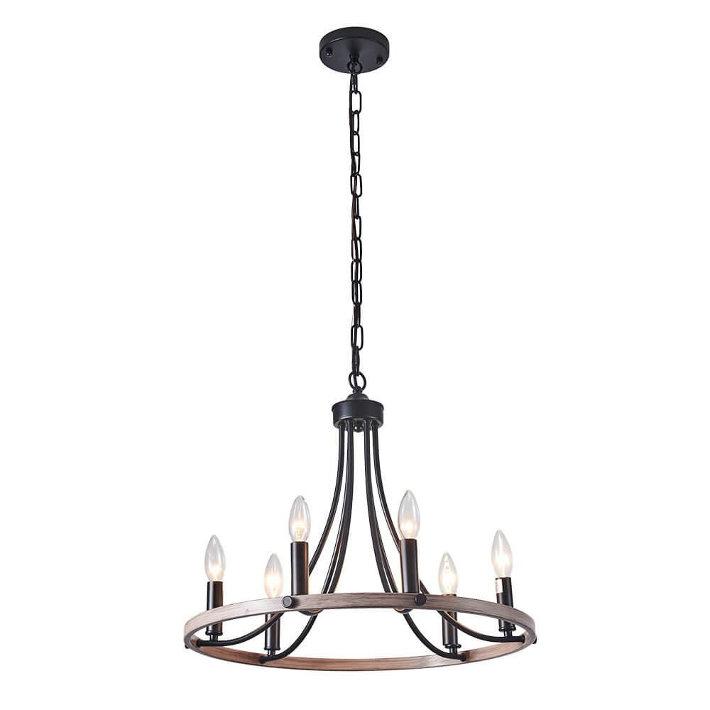 Dvalir Farmhouse Wagon Wheel Metal Chandelier - Lamp Copper