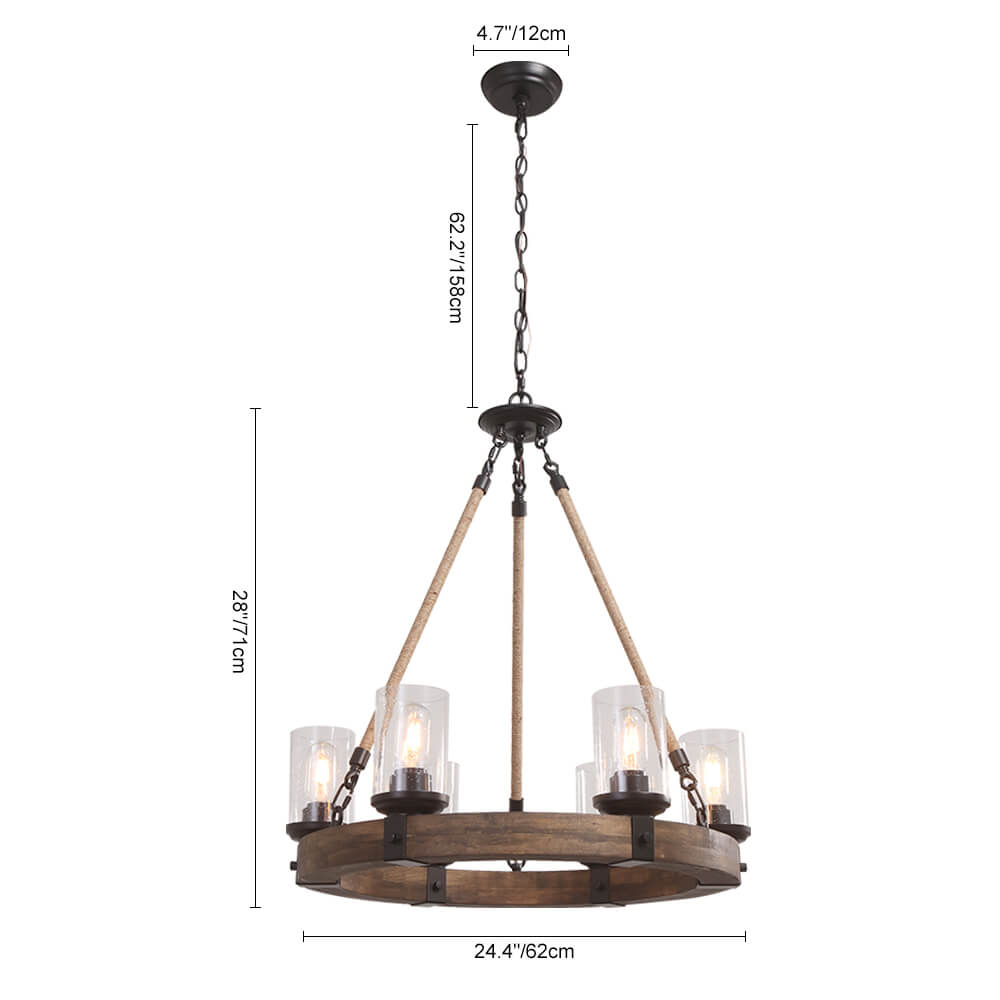 Elvian Industrial Modern Wood Chandelier - Lamp Copper