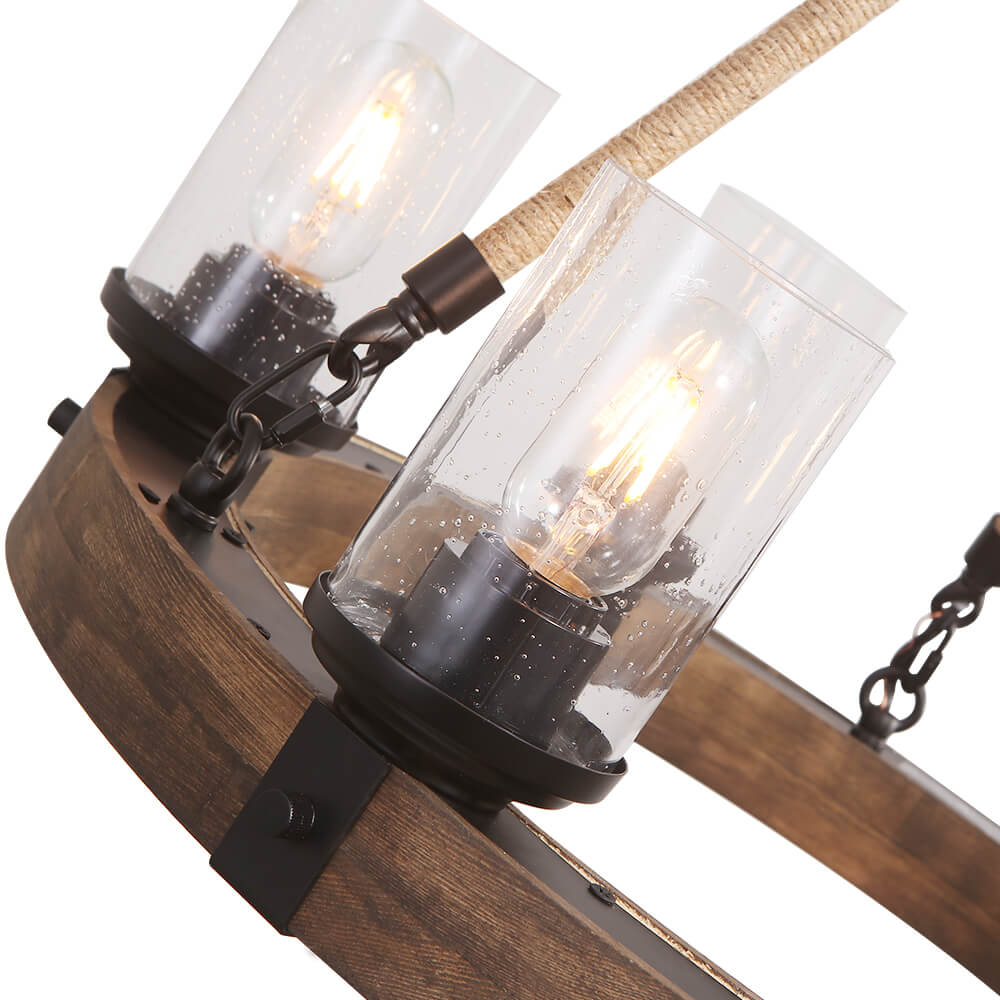 Elvian Industrial Modern Wood Chandelier - Lamp Copper