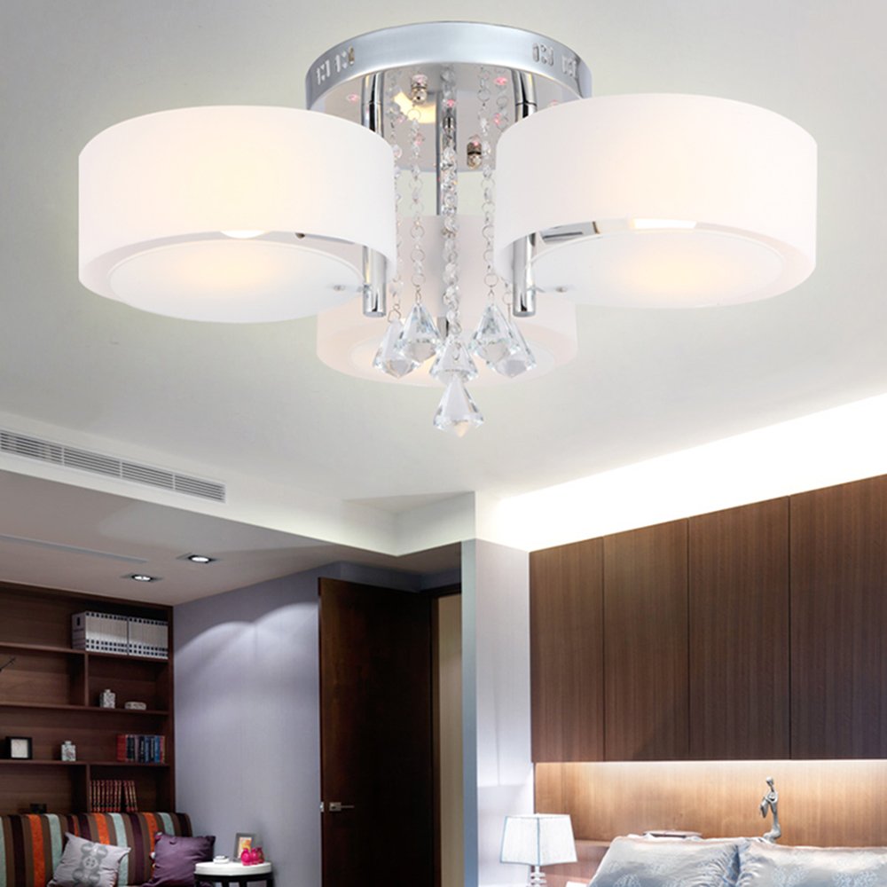 Arisha Flush Mount Ceiling Light Glass White Modern Round Hallway - Lamp Copper