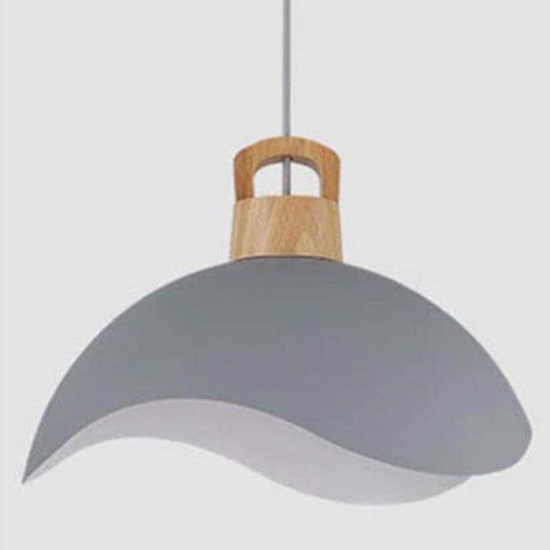 Valentina Colorful Shade Single Pendant Lights, Wood & Metal - Lamp Copper