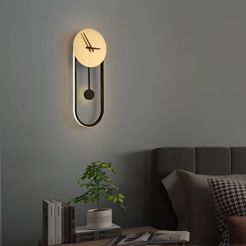 Arisha Nordic Clock Wall Lamp, Gold & Black - Lamp Copper