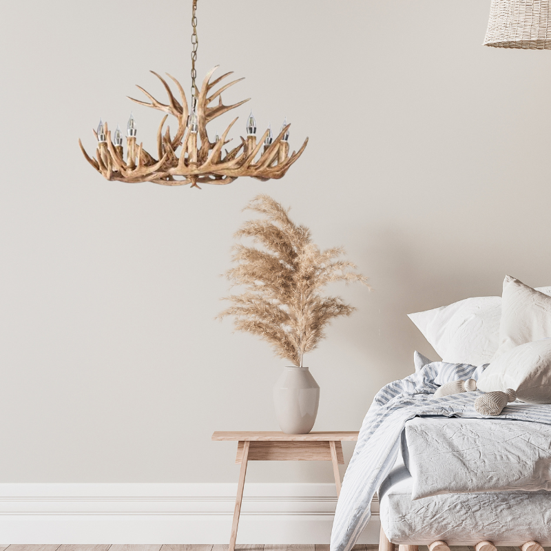 Silva Retro Deer Antlers Candle light Horn Resin Chandelier - Lamp Copper