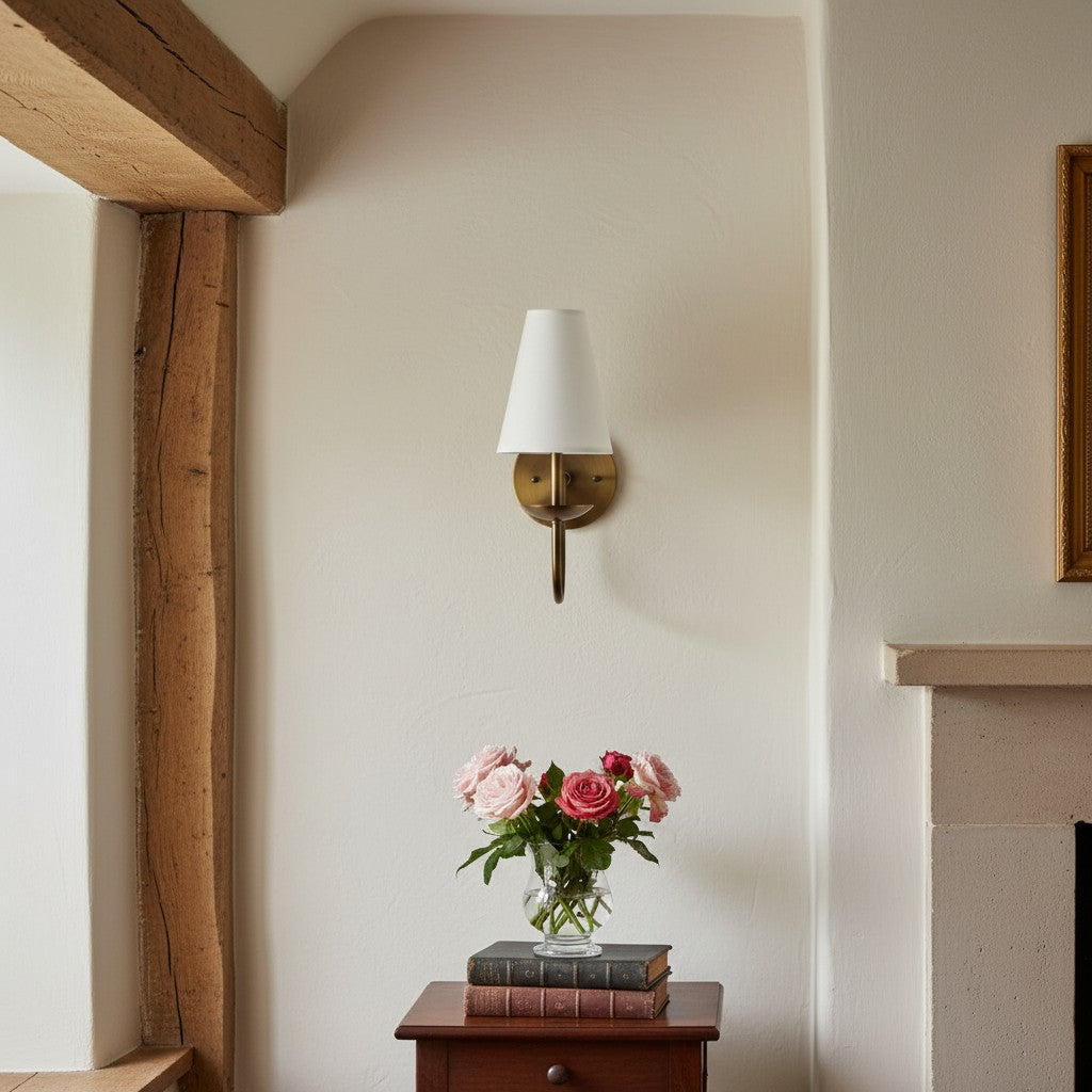Disc Classic Wall Sconce White Linen Hallways