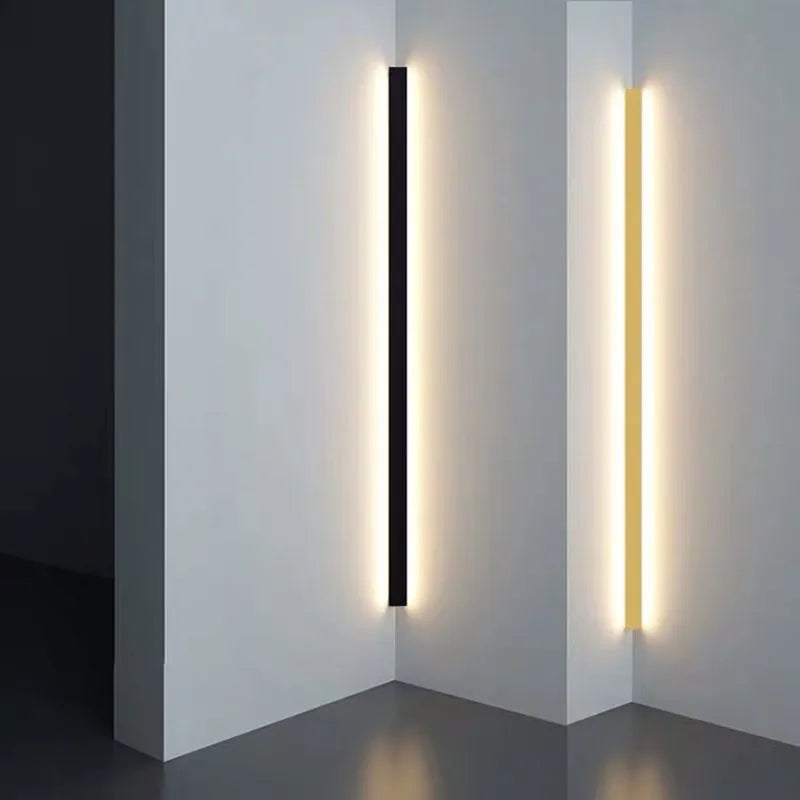 Gravo Minimalist Linear Metal/Acrylic Wall Lamp, Gold/Black/White - Lamp Copper