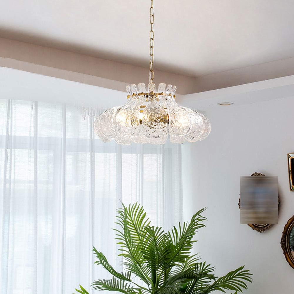 Arisha Modern Pear Shaped Chandelier Ice Melting Glass Bedroom - Lamp Copper