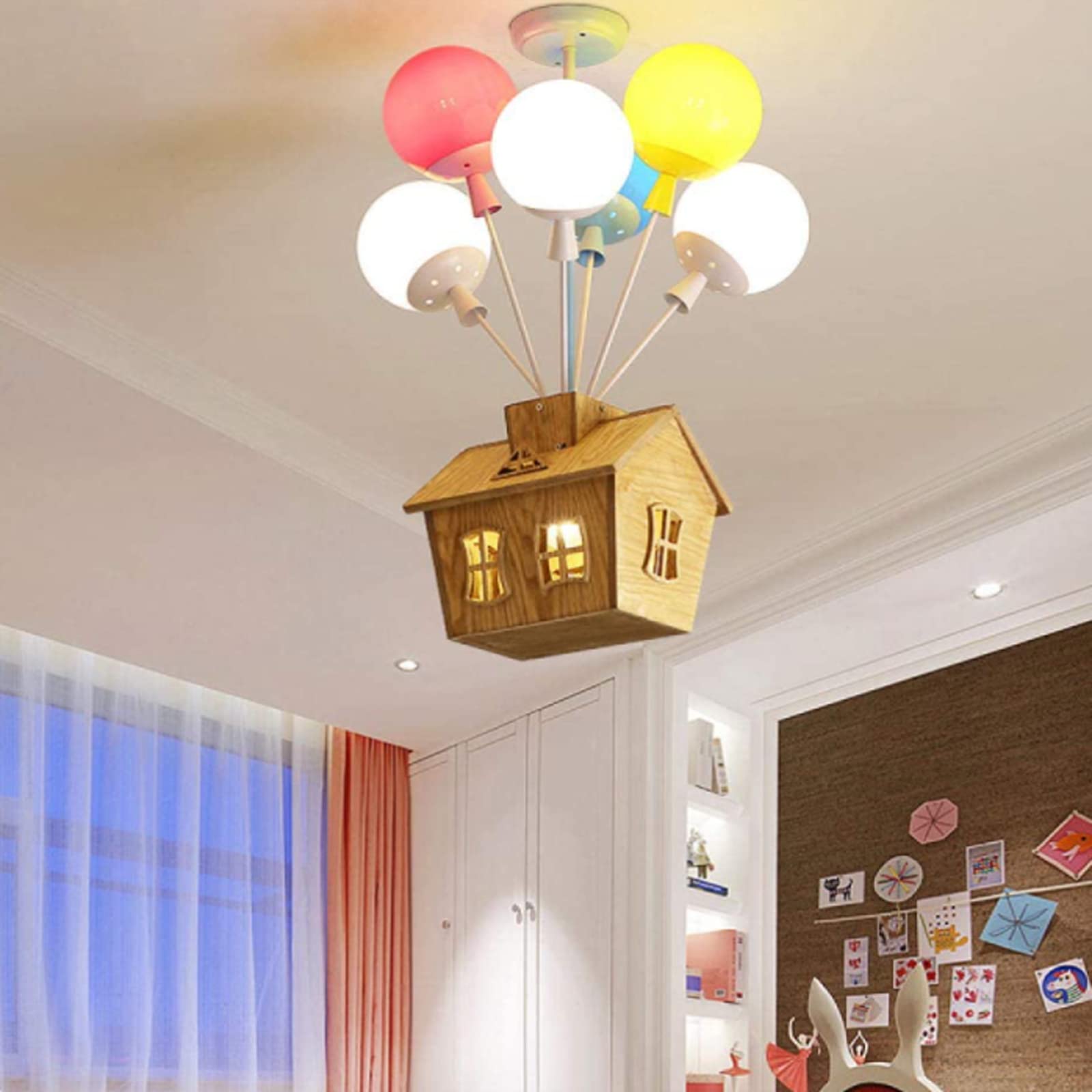 Aria Designer Flush Mount Ceiling Light Wood Children's Room - Lamp Copper
