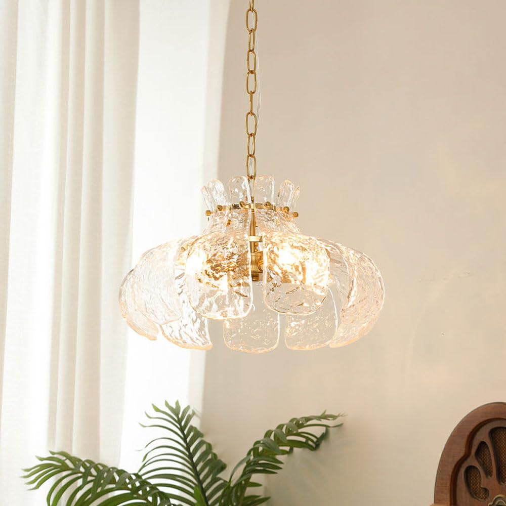 Arisha Modern Pear Shaped Chandelier Ice Melting Glass Bedroom - Lamp Copper