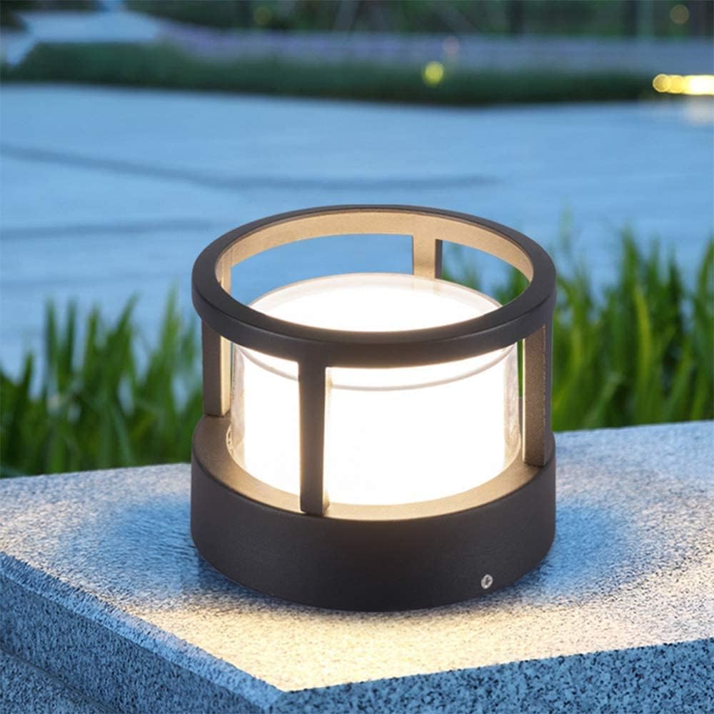 Zyra Modern Metal Cylindrical Outdoor Bollard Light, Black - Lamp Copper
