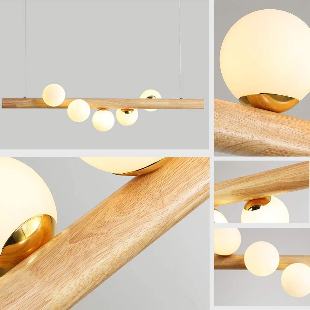 Valentina Glass Bubble Pendant Light Wood/Walnut - Lamp Copper