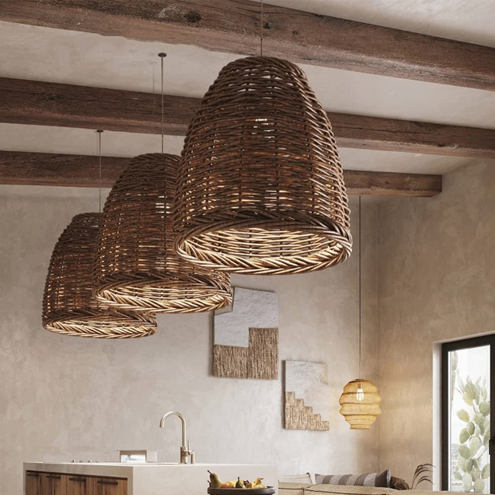 Muto Vintage Rustic LED Pendant Light Rattan Living Room Bedroom - Lamp Copper