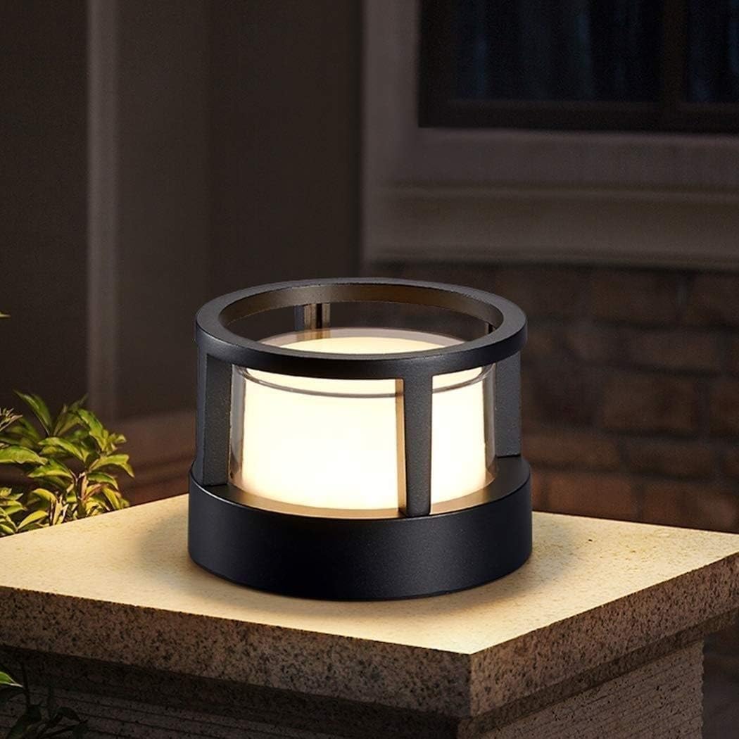 Zyra Modern Metal Cylindrical Outdoor Bollard Light, Black - Lamp Copper