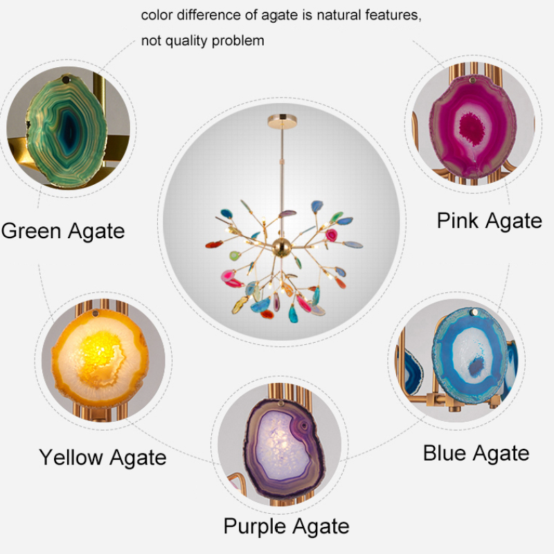 Aria Agate Creative Colourful Chandelier Bedroom/Living Room - Lamp Copper