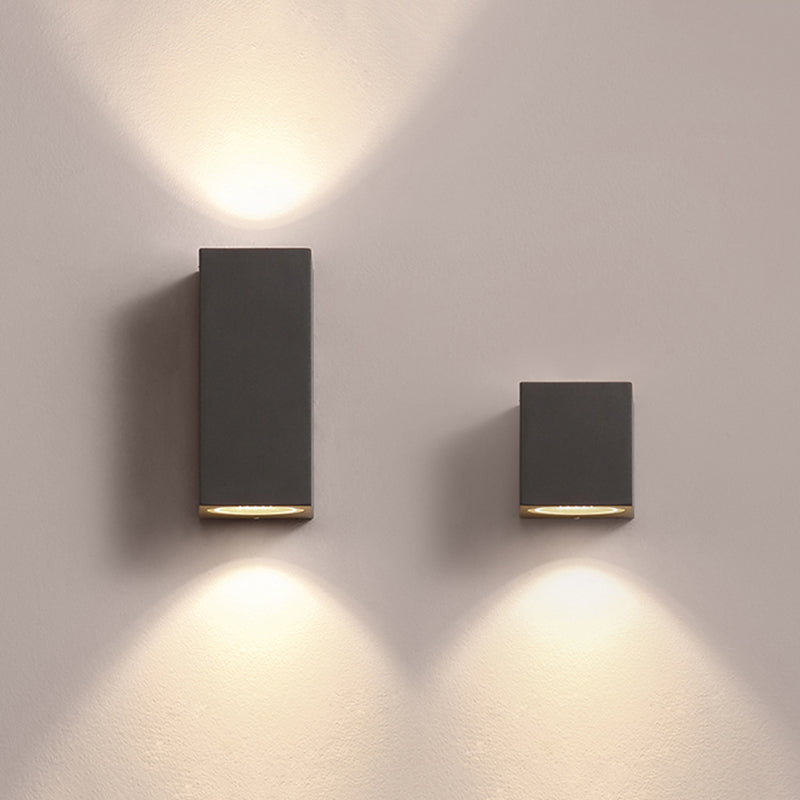 Tavon Minimalist Metal Square Outdoor Wall Lamp, Black - Lamp Copper