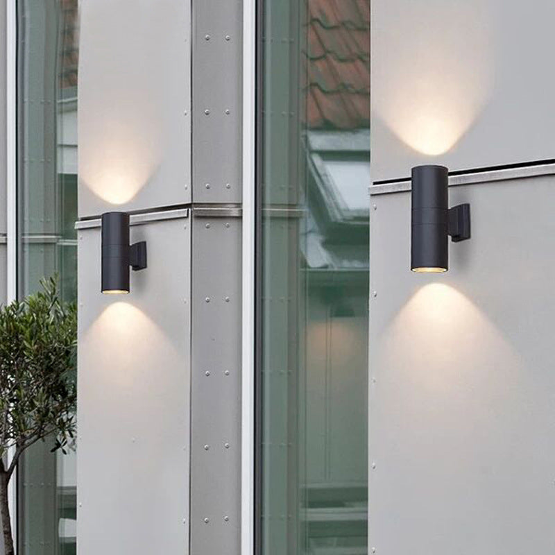 Kren Minimalist Metal Double-headed Outdoor Wall Lamp, Black - Lamp Copper