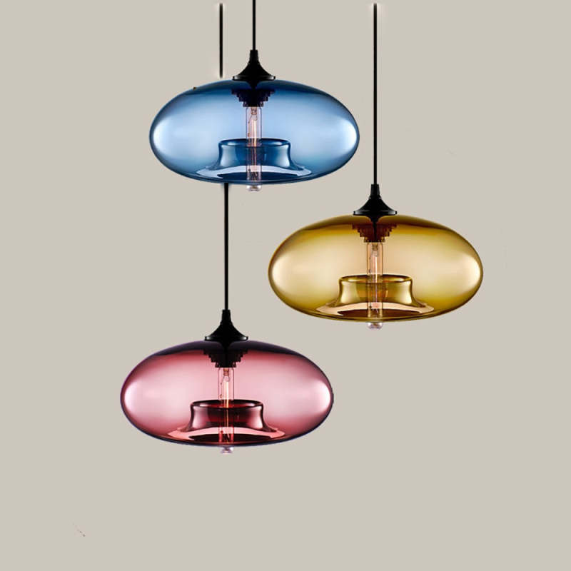 Valentina Modern Bread Shaped Glass Pendant Light, 6 Colour - Lamp Copper