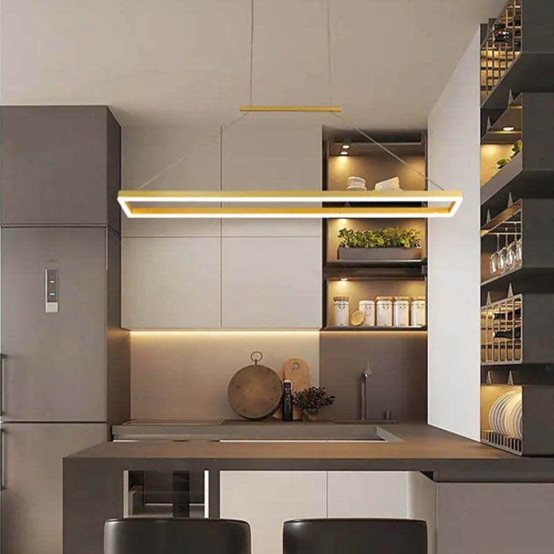 Gloen Modern Rectangular Hanging Pendant Light, Gold/Coffee - Lamp Copper