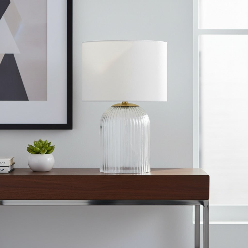 Haze  Glass Table Lamp with Linen   for  Living Rooms