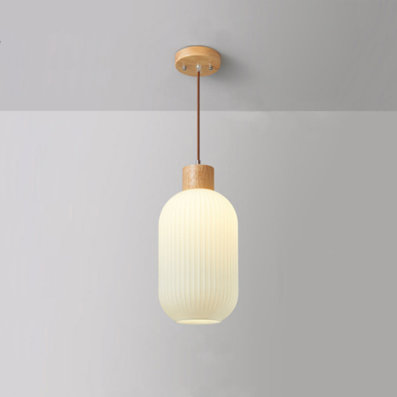 Muto Modern Wood/Glass Pendant Light, White - Lamp Copper
