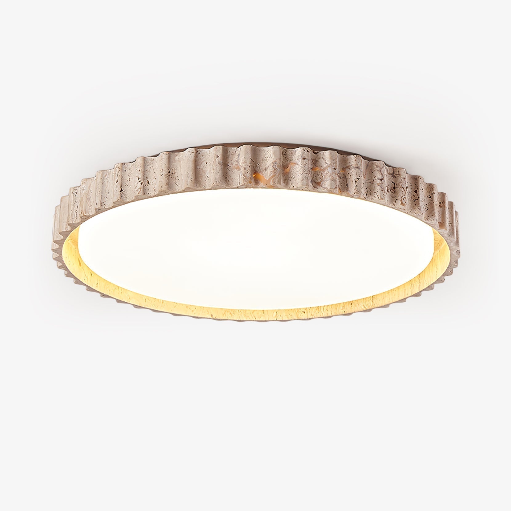 Ornorus Fluted Ring Travertine Ceiling Light - Lamp Copper