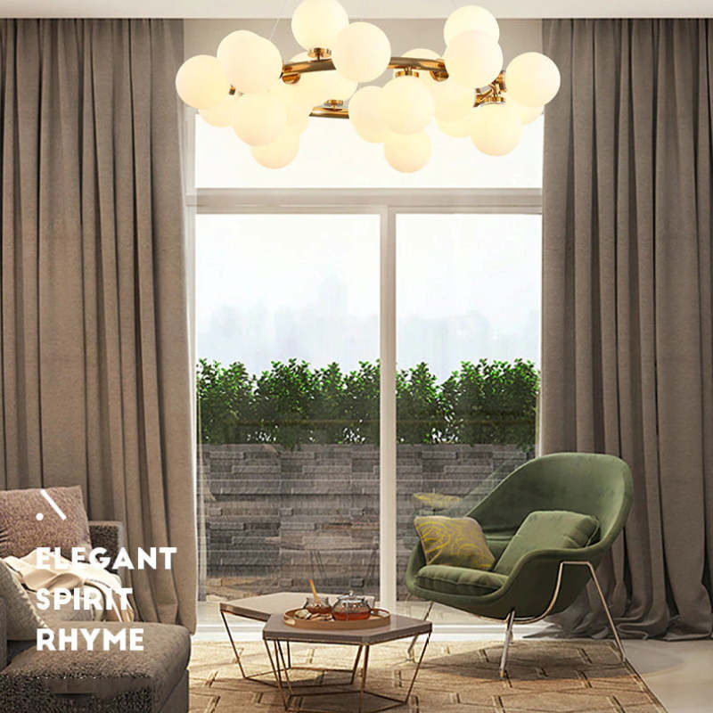 Valentina Bass Glass Bubble Golden Chandelier - Lamp Copper